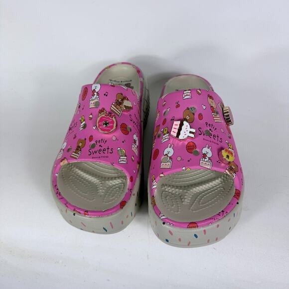Crocs Line Friends Stomp Petit Sweets Slide Sandal Women 9 Pink Slip-On Open Toe - Picture 4 of 10